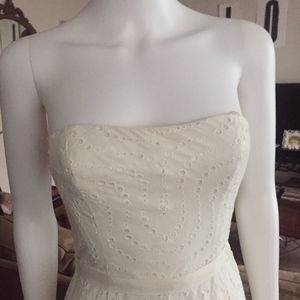 NWT BCBG White Strapless Eyelet Dress